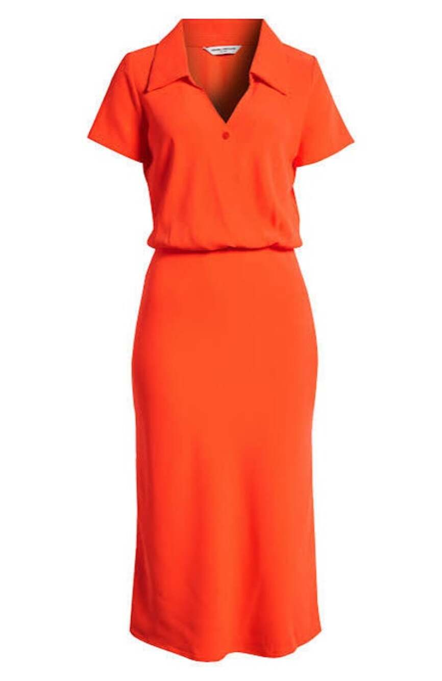 Amanda Uprichard Reya Satin Shirtdress Orange/Red Women's Size XS NWT